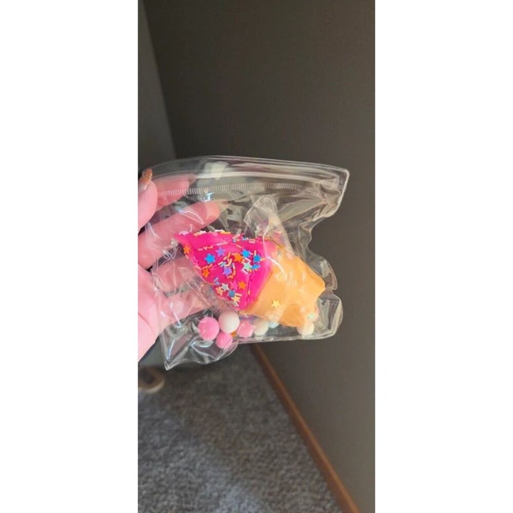 Ice cream cone squishy fidget toy with extra sprinkles
